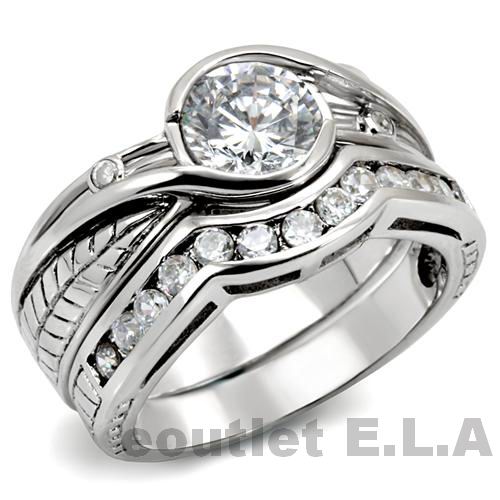 2.41CT CZ SWIRL WEDDING RING SET-size6
